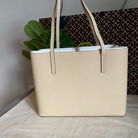 New, tory burch Blake center zip tote bag soft serve/bay gray - Picture 5 of 14